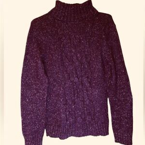 NEW YORK AND COMPANY Eggplant Wine Turtle Neck Sweater Large Previously Owned